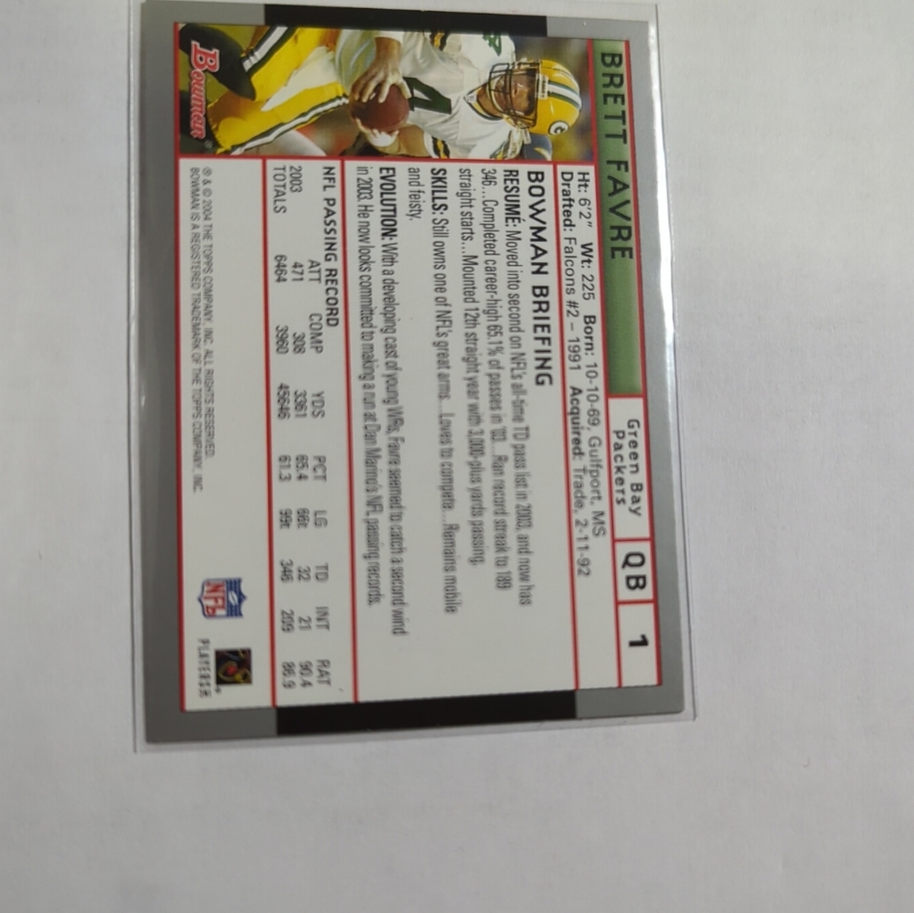 2004 Bowman Chrome - #1 Brett Favre/Green Bay Packers NR MT - Picture 3 of 10
